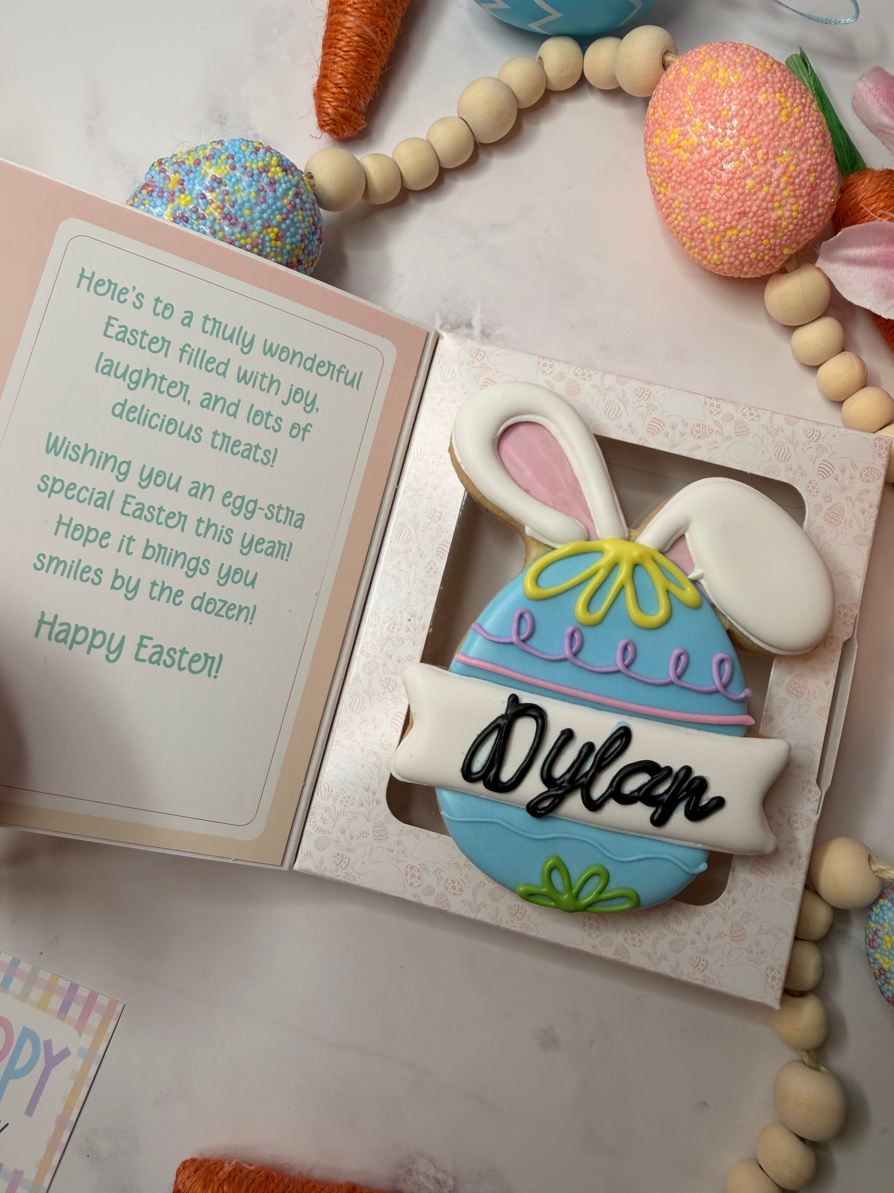 Personalized Bunny Egg Cookie Card Gift 🐰🥚