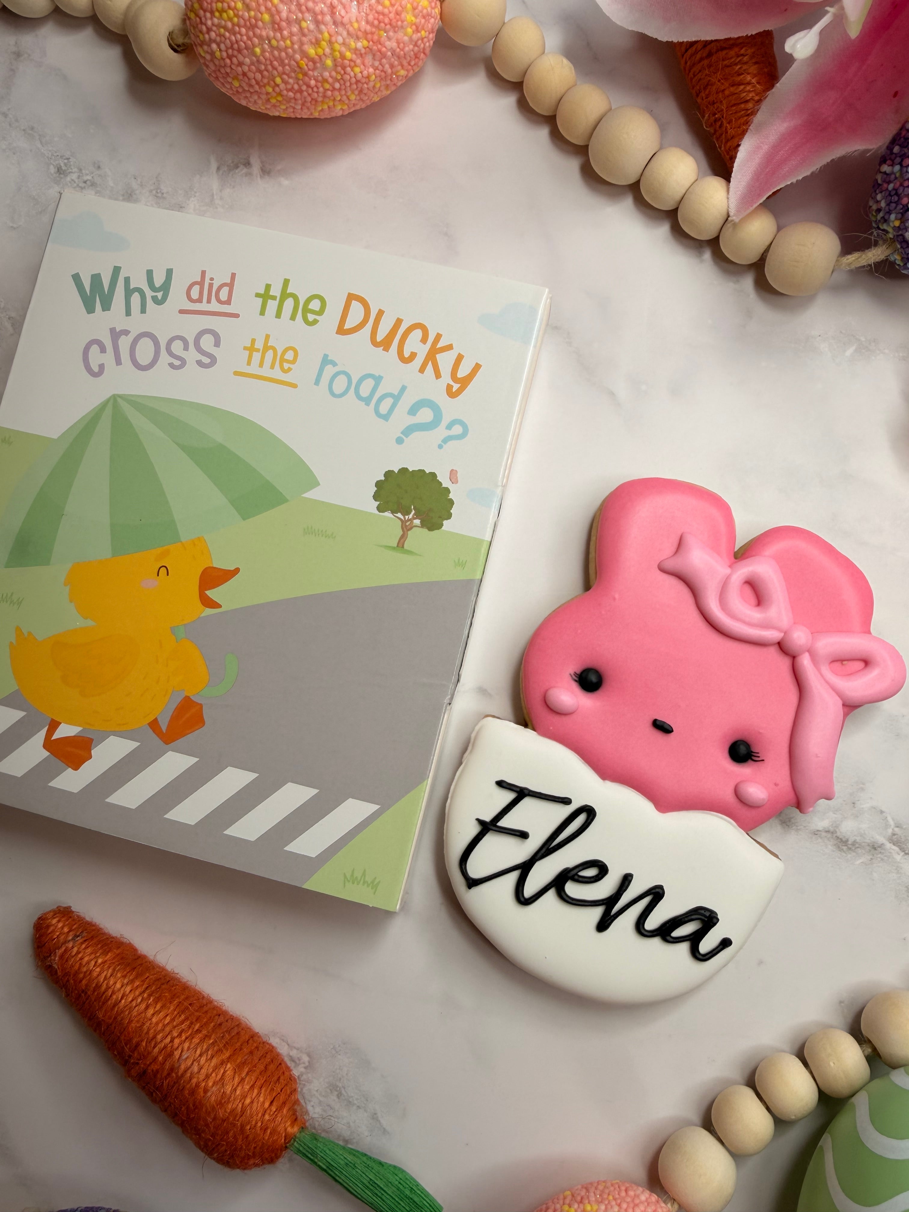 Personalized Easter Bunny Girl book cookie🐰🎀