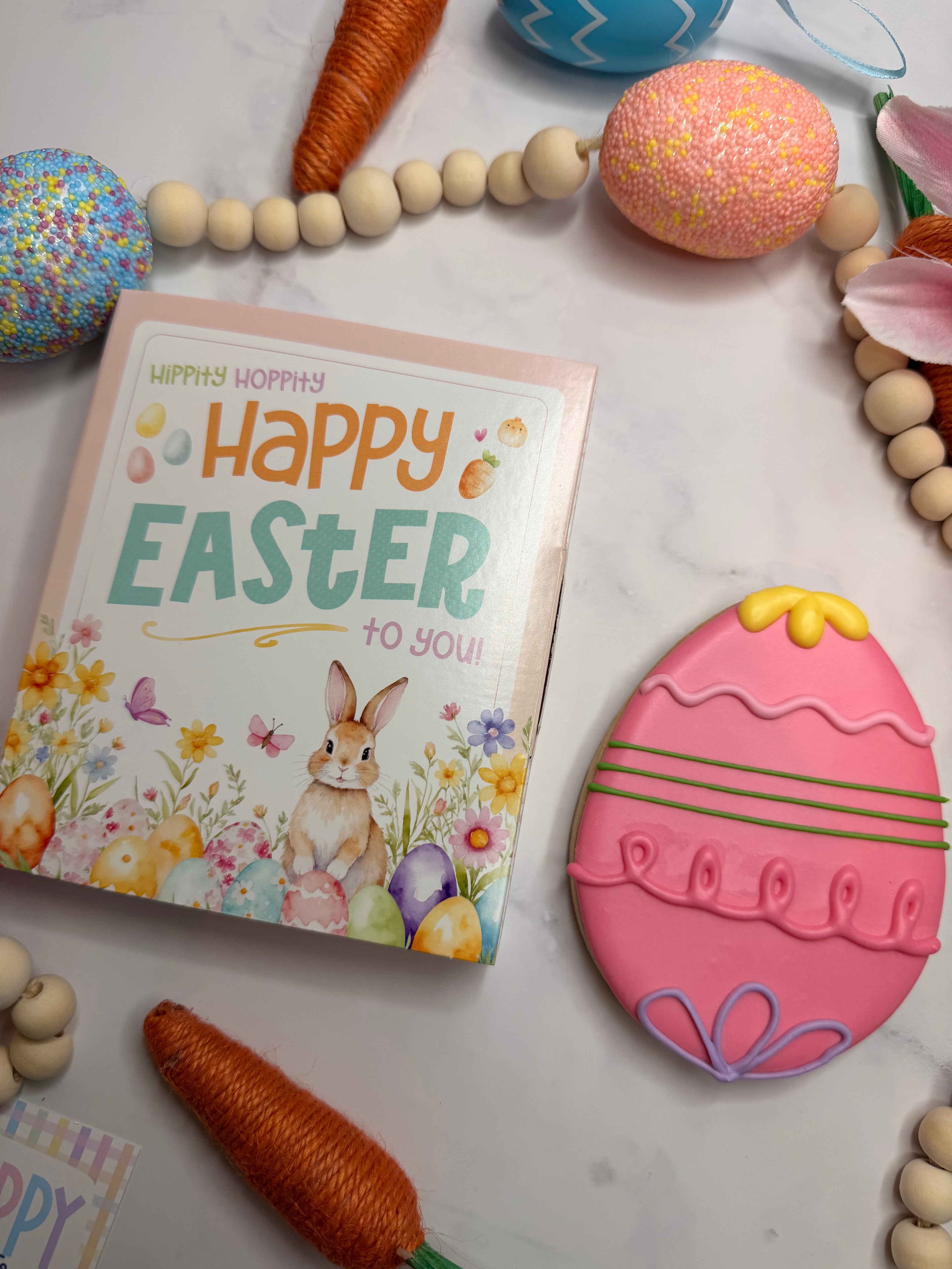 Pink Easter Egg Cookie Card Gift 🐣💗