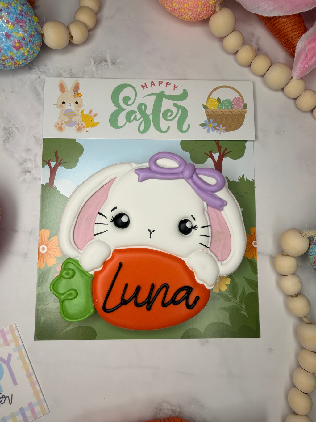 Personalized Bunny Carrot Cookie (Girl) 🐰🥕🎀