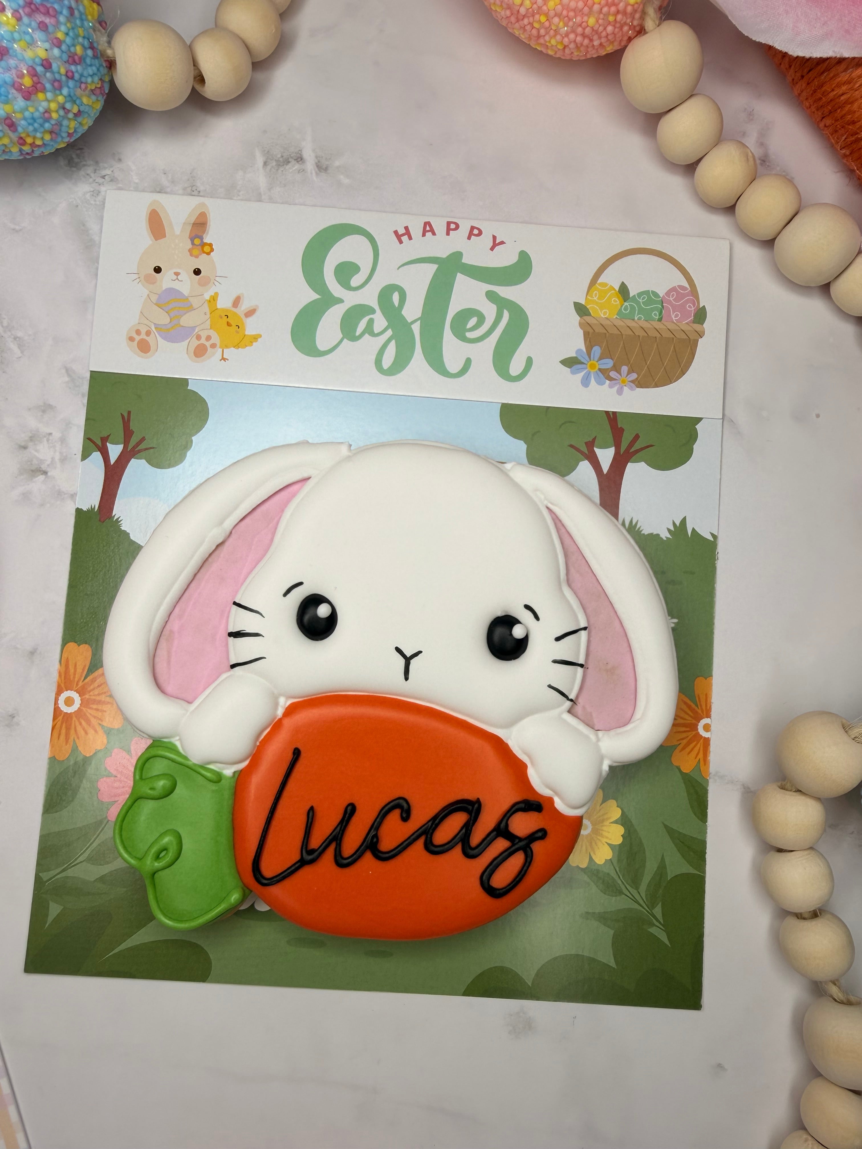 Personalized Bunny Carrot Cookie Card 🐰🥕