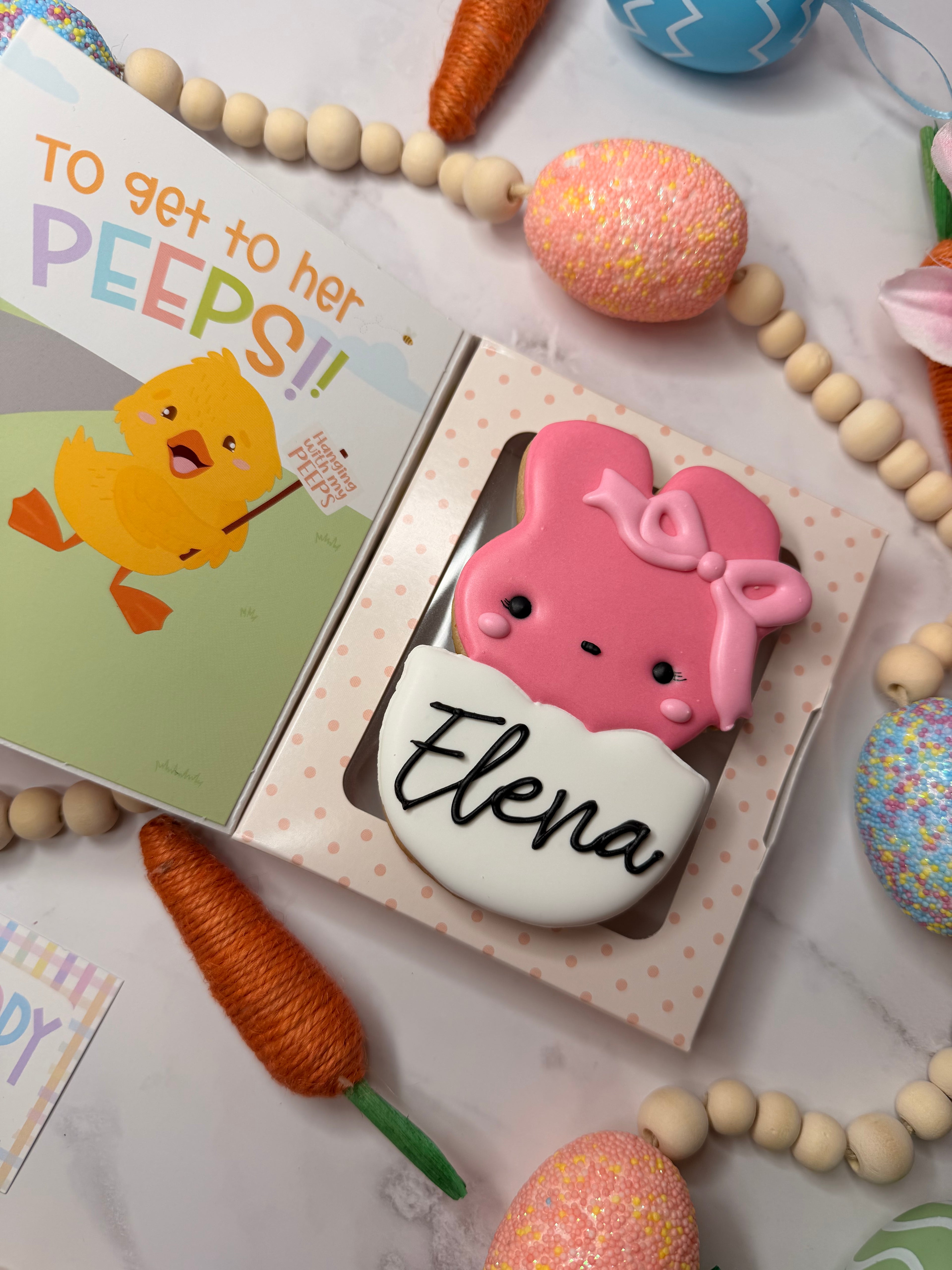 Personalized Easter Bunny Girl book cookie🐰🎀