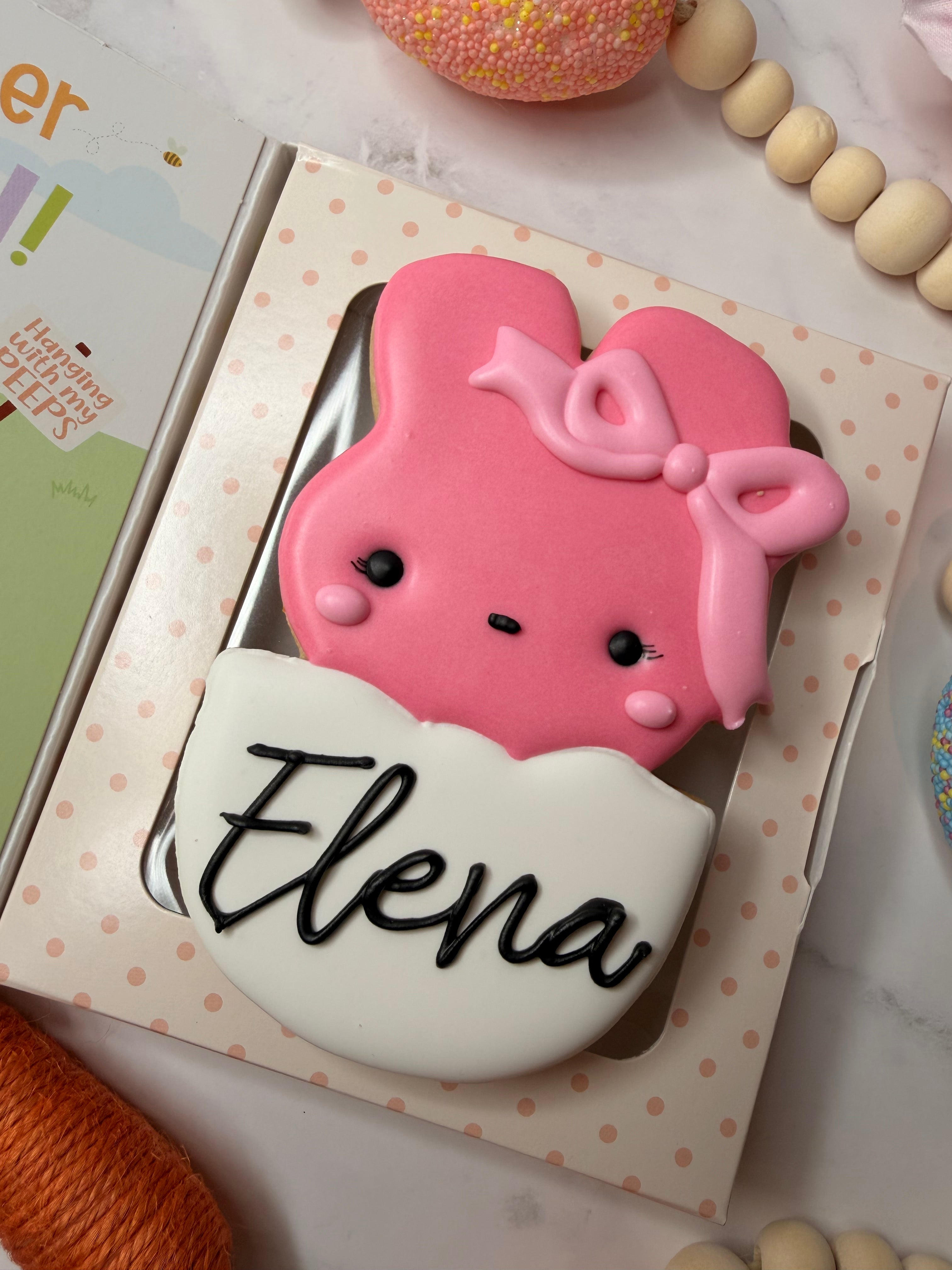 Personalized Easter Bunny Girl book cookie🐰🎀