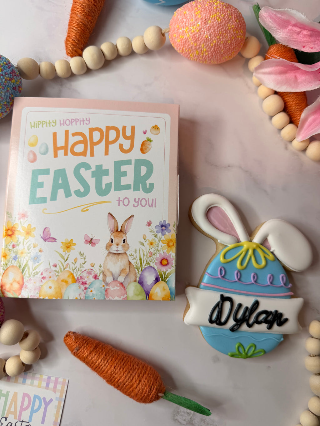 Personalized Bunny Egg Cookie Card Gift 🐰🥚