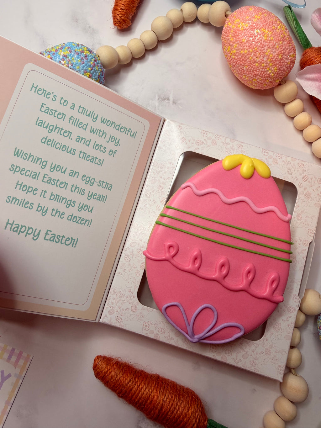 Pink Easter Egg Cookie Card Gift 🐣💗