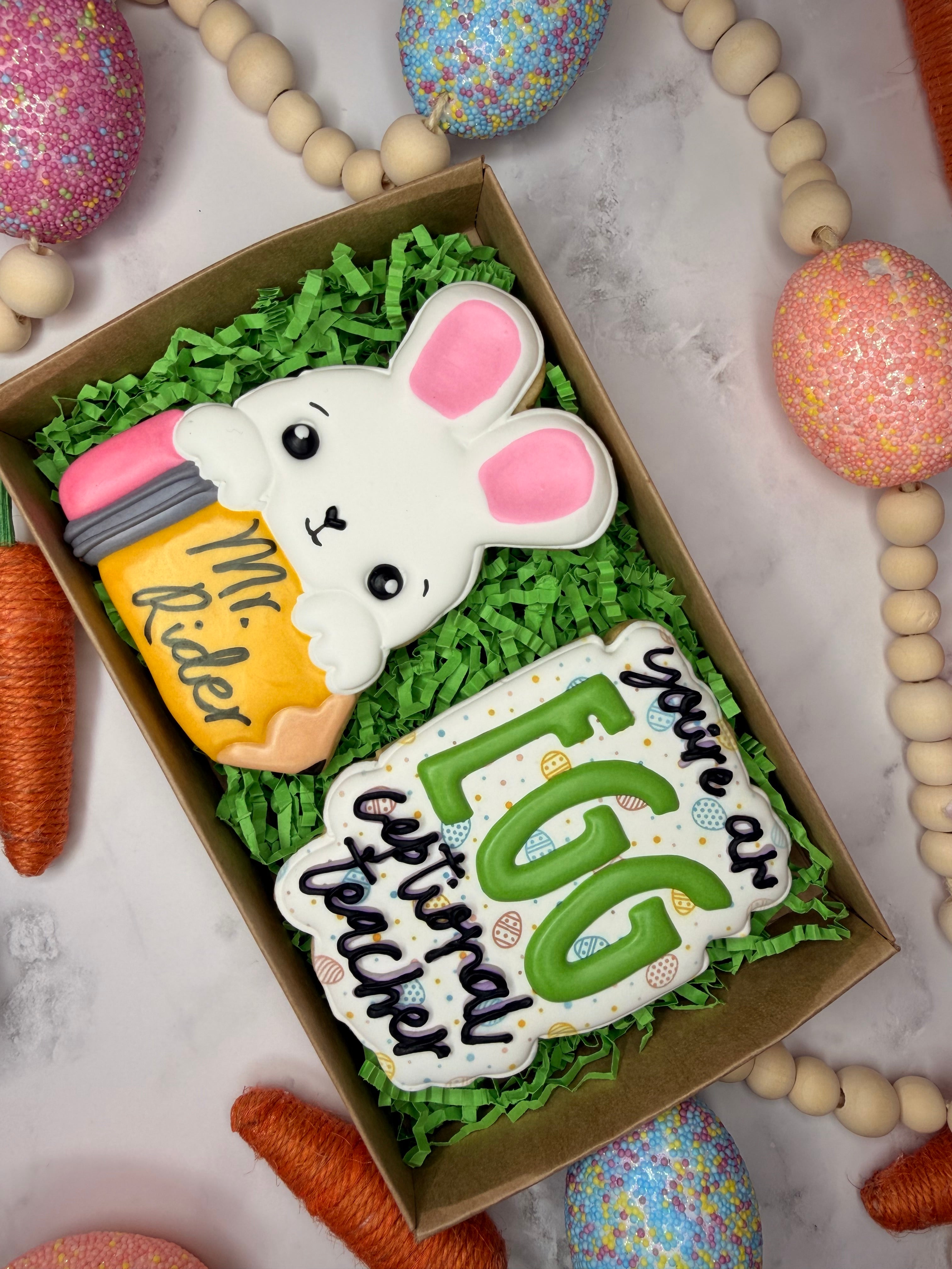 Personalized Easter Teacher Cookie Gift Set 🍎🐰