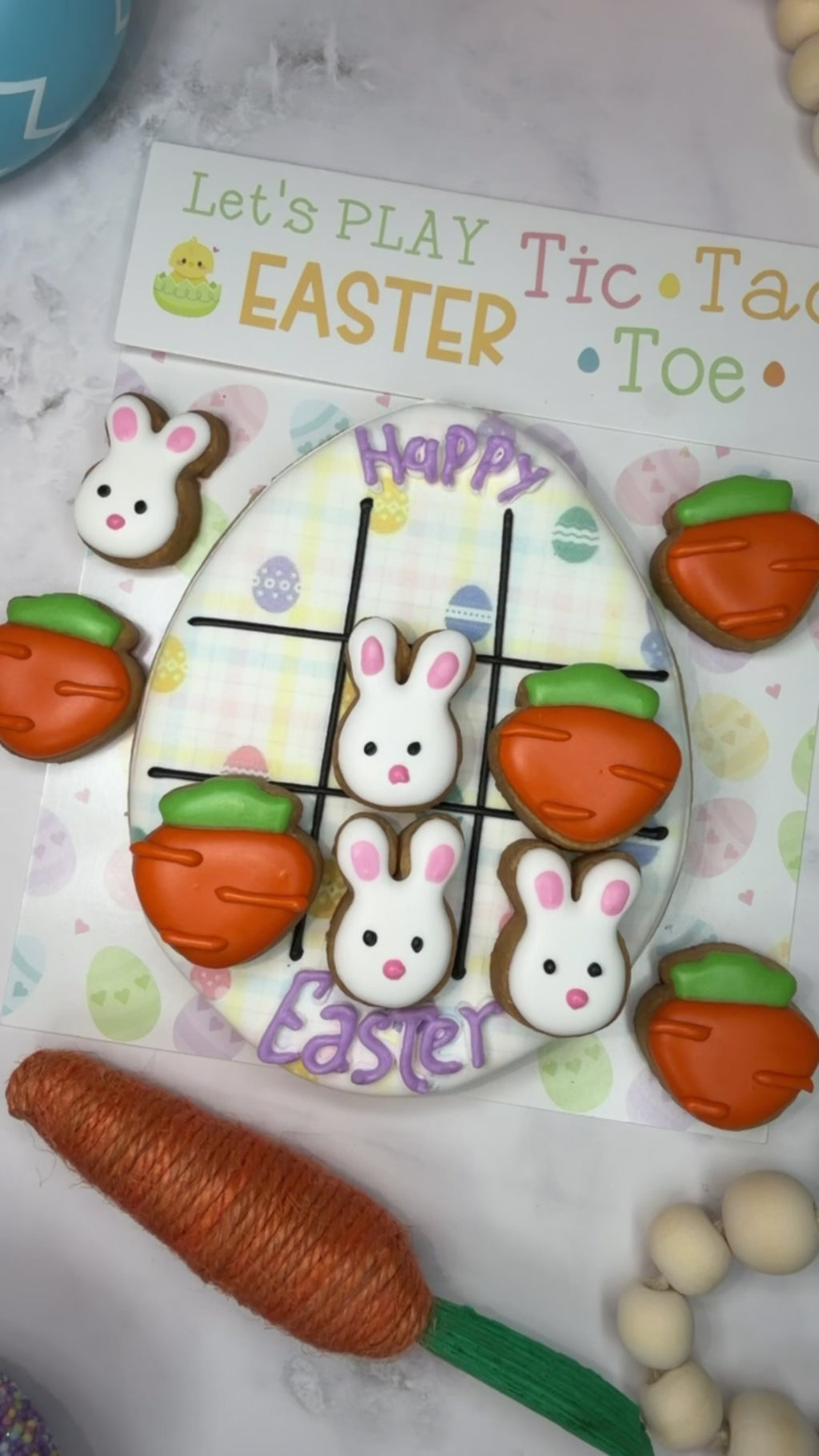 Easter Tic-Tac-Toe Cookie Set 🐰🥕