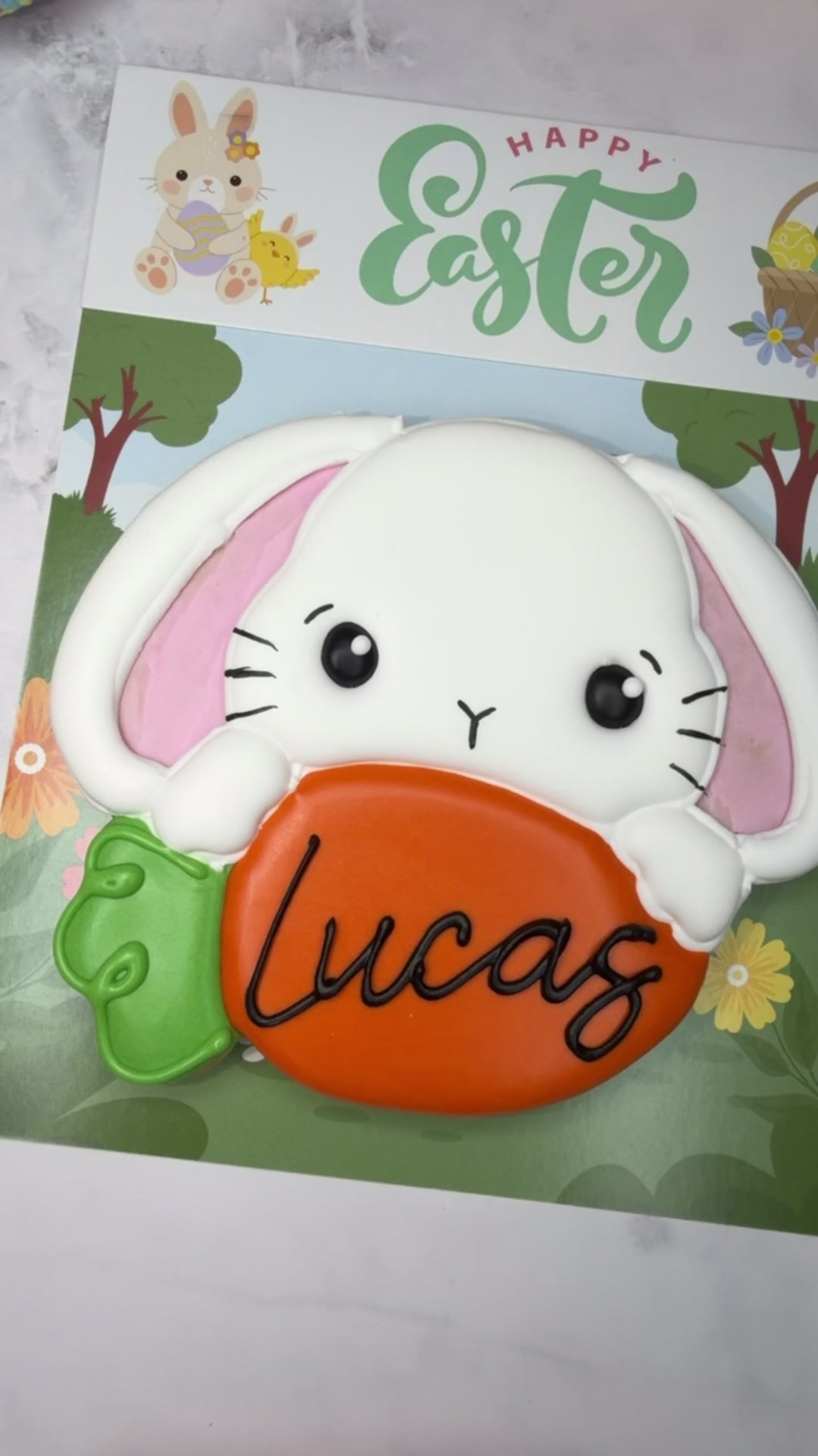 Personalized Bunny Carrot Cookie Card 🐰🥕