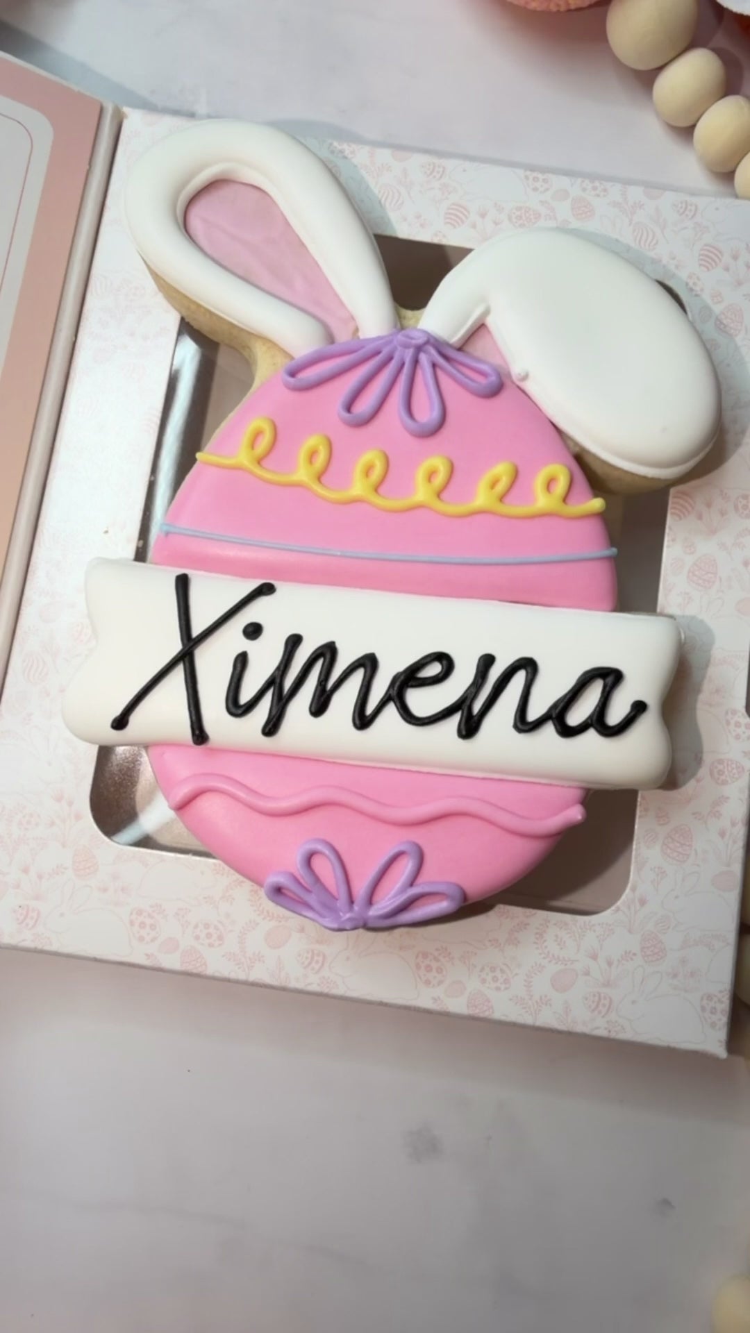 Personalized Pink Bunny Egg Cookie Card Gift 🐰💗