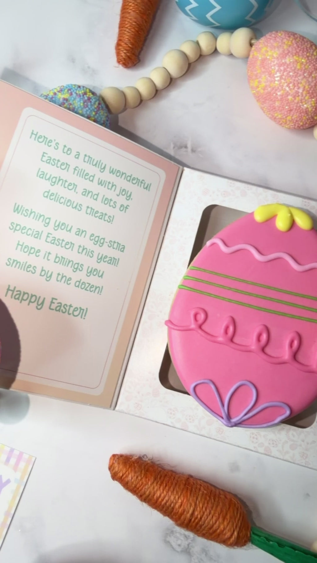 Pink Easter Egg Cookie Card Gift 🐣💗