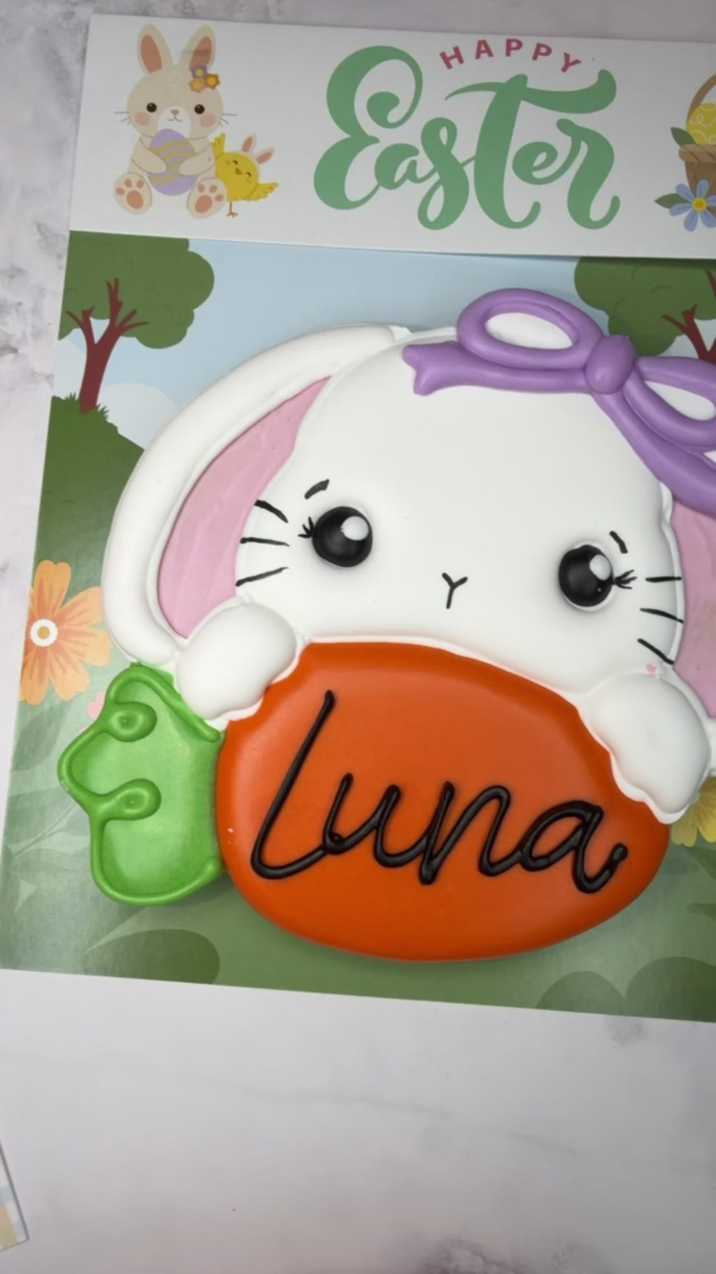 Personalized Bunny Carrot Cookie (Girl) 🐰🥕🎀